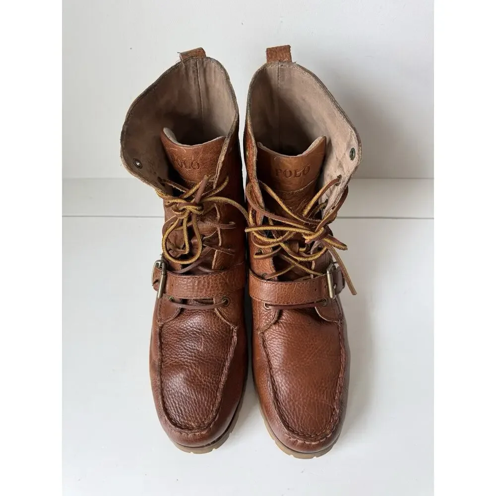 Polo Ralph Lauren Ranger Leather Buckle Boots - Men's Size 12 D Brown